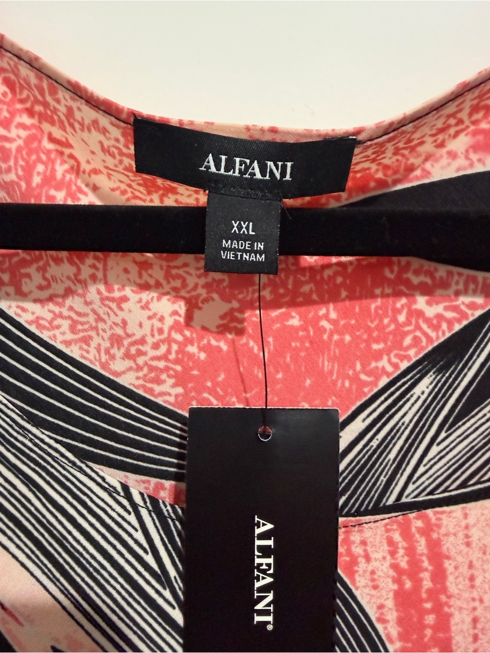 Alfani Coral & Black Graphic Print Dress